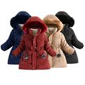 KYAIGUO Kids Baby Winter Mid-Length Jacket long Coats for Girls Toddler Fleece Hooded Parka Coats Little Girls Cotton Jacket Winter Thick Warm Snow Jacket Outerwear for 3-10 Y