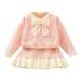 Tosmy Toddler Kids Girls Outfits Long Sleeve Knit Pullover Bowknot Tops Skirts Outfits Cute Clothes