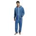 Yoodem One Piece Jumpsuit Mens Pajamas Set Jumpsuit for Men Zipper Solid Color Long Sleeve V Neck Hoodie Romper Sleepwear Jumpsuit Blue M