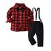 Toddler Boy Christmas Outfit Toddler Boy Clothes Christmas Baby Boy Clothes Baby Plaid Shirt Suspender Pants Set Outfit Toddler Christmas Outfit Boy 3T