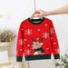 naisibaby Boys Girls Cute Christmas Knit Sweaters Printed Long Sleeve Pullover Jumper for Holiday Red Size 110