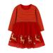 BOLUOYI Girls Christmas Dress Baby Girls Kids Crew Neck Long Sleeves Christmas Cartoon Prints Casual Party Mesh Tulle Princess Dress