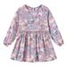 HBYJLZYG Floral Dress For Girls Toddler Baby Fashion Long Sleeve Floral Printed Skater Dress Round Neck Zipper Dress Suit 1-6 Years