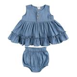 HBYJLZYG Sleeveless Cotton Linen Princess Dress And Bloomer Diaper Cover 2 Piece Toddler Baby Summer Baby Vest Skirt Leaf Petticoat Bag Fart Pants 3-24 Months