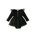 Jkerther Baby Girl Summer Fall A-line Dress Long Sleeve Dress Crew Neck Button Patchwork Tulle Dress for Casual Daily