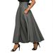 Homenesgenics Spring Dresses for Women Holiday A-Line Maxi Flared Dress Fashion Casual Solid Color Bandage High Waist Skirt/Gray-CyberÂ·Monday Deals