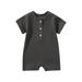 Elainilye Fashion Infant Baby Girls Boys Bodysuit Summer Short Sleeve Solid Color Jumpsuit Romper Sizes Newborn-24M