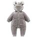 QUYUON Baby Winter Rompers Thicken Warm Fleece Lined Hooded Jumpsuits Zipper Front Pockets Long Sleeve Quilted Lightweight Puffer Jackets Coat One-Piece Rompers Snap Closure Gray 9 Months
