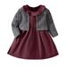 BOLUOYI Christmas Outfit for Girls Toddler Children Girls Autumn Long Sleeve Button Coat Solid Dresses Outfits