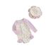 FEORJGP Toddler Girls Rash Guard Swimsuit Infant Long Sleeve Rompers Patchwork Floral Print Jumpsuit Zip Front Bodysuit Baby Ruffles Swimwear with Swim Cap Kids Cute Summer Bathing Suit