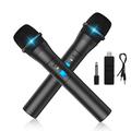 Lindbes VHF Wireless Microphone 2/1Pcs Universal Handheld Wireless Microphone Portable Dynamic Mic with 3.5mm to 6.35mm Receiver for Karaoke/Business Meeting Sing Speech