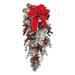 Miayilima Wreath Christmas Flocked Garland Door Hanging Christmas Decorations Christmas Garland Wicker Upside Down Tree Ornaments Red