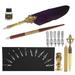 Vintage Feather Quill Pen Feather Dip Ink Pen Set Copper Pen Stem Writing Quill Pen Art Craft Collection Calligraphy Pen As Birthday Gift Set[SP248014R Purple]