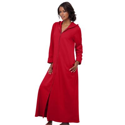 Plus Size Women's Long Hooded Fleece Sweatshirt Robe by Dreams & Co. in Classic Red (Size 6X)
