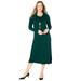 Plus Size Women's Cashmiracle™ Cowl Neck Pullover Sweater Dress by Catherines in Emerald Green (Size 5X)
