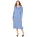 Plus Size Women's Cashmiracle™ Cowl Neck Pullover Sweater Dress by Catherines in French Blue (Size 5X)