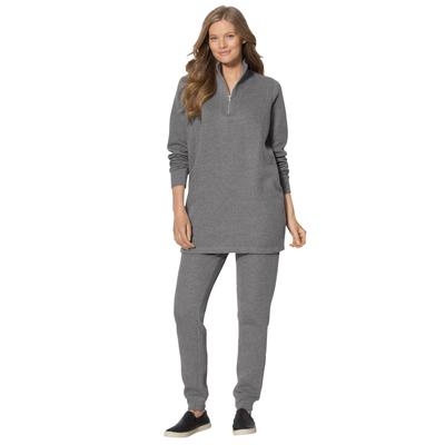 Plus Size Women's 2-piece fleece sweatshirt set by Woman Within in Medium Heather Grey (Size 5X)