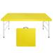 Ebern Designs Ivar Outdoor Table Plastic in Yellow | 29 H x 49.21 W x 24 D in | Wayfair 2C47EB469DEB41F480B9E39BFEFF27D9