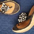 Coach Shoes | Coach Floral Wedge Sandal Size 8 | Color: Black/White | Size: 8