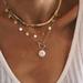 Free People Jewelry | Free People Multi-Chain Coin Pearl Necklace | Color: Gold/White | Size: Os