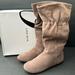 Nine West Shoes | Ib Nine West Suede Taupe Gathered Round Toe Flat Boots Size 7 | Color: Tan | Size: 7