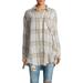 Free People Tops | Free People Long Sleeve Plaid Button-Down Oversized Tunic Long Womens Top Xs | Color: Cream | Size: Xs