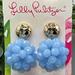 Lilly Pulitzer Jewelry | Lilly Pulitzer Nwt Gold Tone Blue Snowball Clip Earrings | Color: Blue/Gold | Size: Os