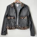 Lularoe Jackets & Coats | Lularoe Denim Animal Print Jean Jacket Leopard Cheetah Print Whitewashed M | Color: Gray/Tan | Size: M