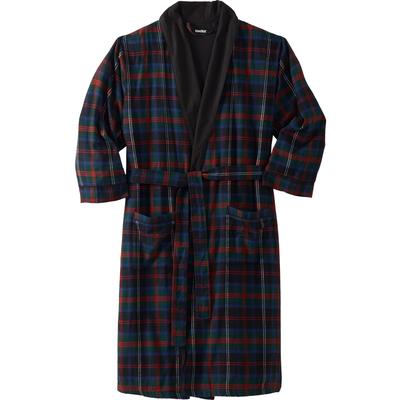 Men's Big & Tall Jersey-Lined Flannel Robe by KingSize in Multi Plaid (Size 5XL/6XL)