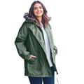 Plus Size Women's Quilt-Lined Taslon® Anorak by Woman Within in Pine (Size 3X) Jacket