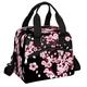 JXDXHCW Cherry Blossom Lunch Box Bags Insulated/Cooler Bag for Women Men Girls Boys Floral Japanese Tote Lunch Bag with Adjustable Shoulder Strap for Office Work School Picnic Beach