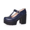 High Shoes Women's Black with Heel and Laces Women's Block High Heel Platform Shoes Ankle Strap Mary Jane Shoes Round Toe Waterproof Shoes Women, blue, 10 UK