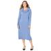 Plus Size Women's Cashmiracle™ Cowl Neck Pullover Sweater Dress by Catherines in French Blue (Size 1X)