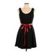 B Famous #USA Casual Dress - A-Line: Black Solid Dresses - Women's Size Large