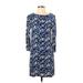 J.Crew Mercantile Casual Dress - Mini Boatneck Long sleeves: Blue Paint Splatter Print Dresses - Women's Size Small