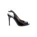 BCBGeneration Heels: Black Print Shoes - Women's Size 8 - Peep Toe