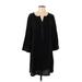 Eileen Fisher Casual Dress - Shift V Neck 3/4 sleeves: Black Solid Dresses - Women's Size Small