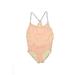 Kenneth Cole New York One Piece Swimsuit: Tan Chevron/Herringbone Swimwear - Women's Size 6