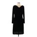 BCBG Paris Casual Dress - Sheath Cowl Neck 3/4 sleeves: Black Solid Dresses - Women's Size Large