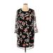 ELOQUII Casual Dress - Mini Crew Neck 3/4 sleeves: Black Print Dresses - Women's Size 18 Petite