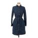 Brooks Brothers Casual Dress - Shirtdress: Blue Polka Dots Dresses - Women's Size 6