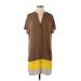 BCBGMAXAZRIA Casual Dress - Shift: Brown Color Block Dresses - Women's Size X-Small