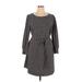 Ann Taylor LOFT Casual Dress - A-Line Crew Neck 3/4 sleeves: Black Dresses - Women's Size 16