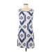 Peach Love Cream California Casual Dress - Shift: Blue Chevron/Herringbone Dresses - Women's Size Medium