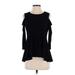 CeCe Long Sleeve Top Black Cold Shoulder Tops - Women's Size Small