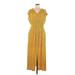 Tea n Rose Casual Dress: Yellow Dresses - Women's Size Large
