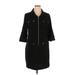 Sharagano Casual Dress - Shirtdress Collared 3/4 sleeves: Black Print Dresses - Women's Size 16