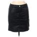 Topshop Faux Leather Skirt: Black Solid Bottoms - Women's Size 8 Tall