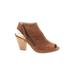 Paul Green Heels: Slingback Chunky Heel Bohemian Brown Print Shoes - Women's Size 5 - Peep Toe