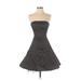 Jessica McClintock Casual Dress - Fit & Flare: Black Grid Dresses - Women's Size 3
